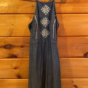 Blue Embroidered Strappy Summer Dress